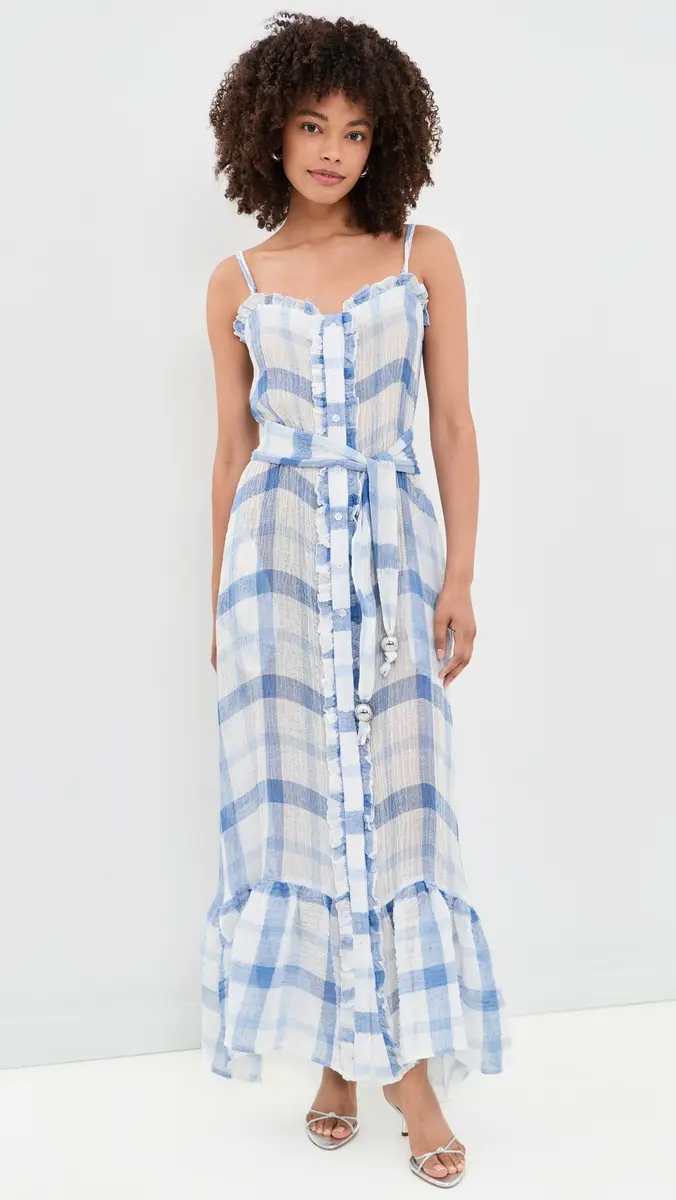 Lisa Marie Fernandez Maxi Ruffle Linen Slip Dress | Thumbnail 2