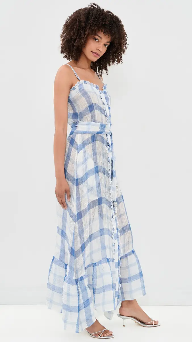 Lisa Marie Fernandez Maxi Ruffle Linen Slip Dress | Thumbnail 4