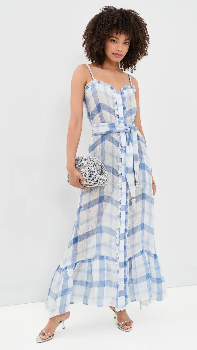 Lisa Marie Fernandez Maxi Ruffle Linen Slip Dress | Thumbnail 5