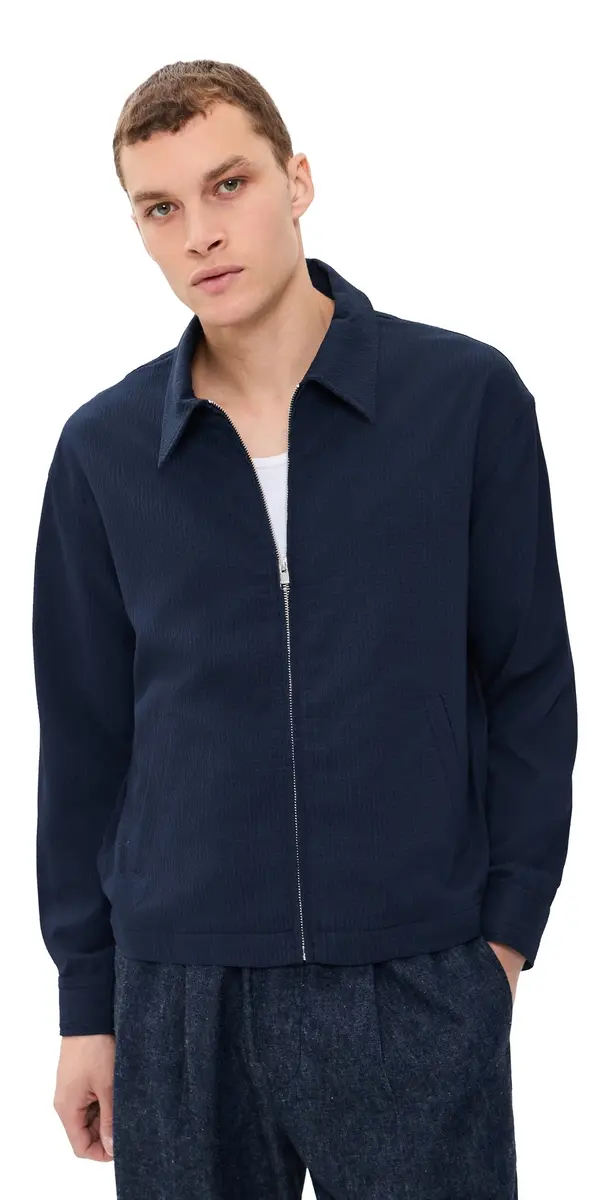FRAME eersucker Blouson Jacket Navy | Image 1 FRAME eersucker Blouson Jacket Navy | Image 1