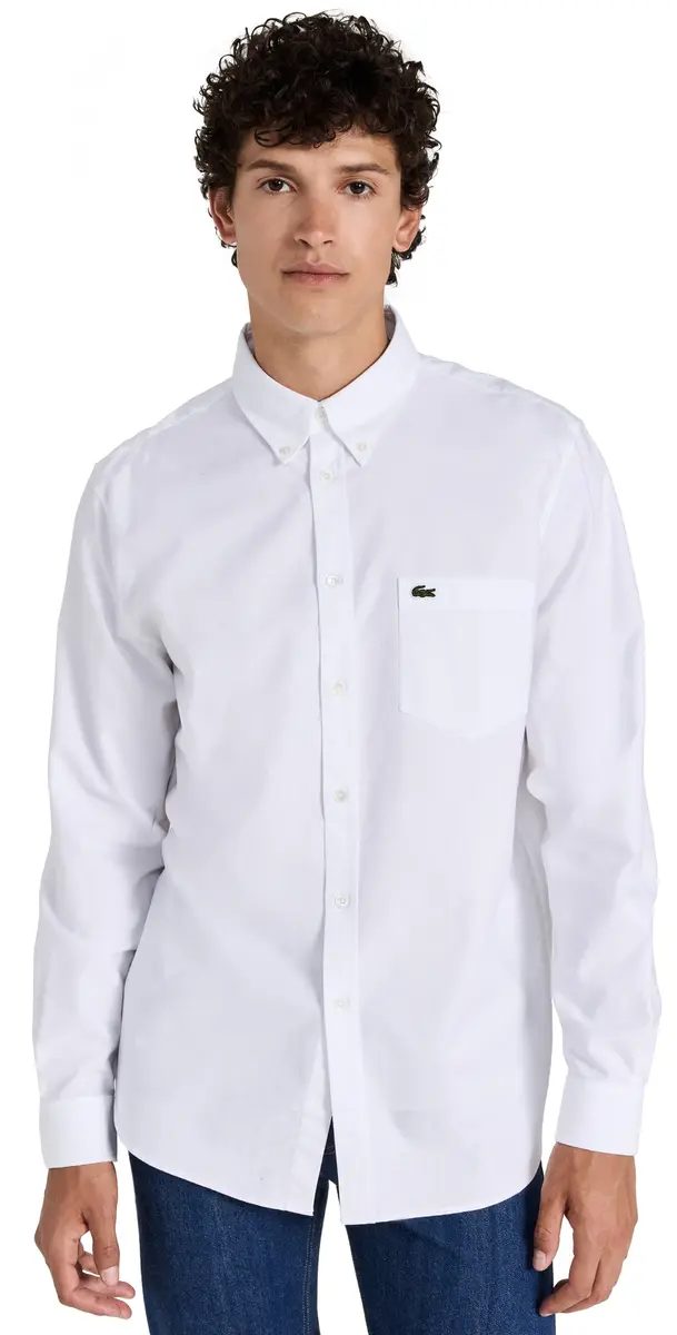 Lacoste Regular Fit Oxford Cotton Shirt White | Image 1 Lacoste Regular Fit Oxford Cotton Shirt White | Image 1
