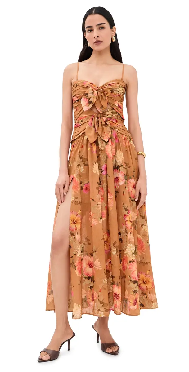 Zimmermann Mahon Tie Front Midi Dress | Image 1 Zimmermann Mahon Tie Front Midi Dress | Image 1
