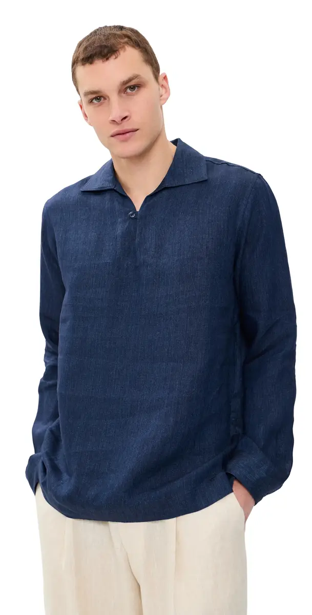Orlebar Brown Vincent Linen Shirt Night Iris | Image 1 Orlebar Brown Vincent Linen Shirt Night Iris | Image 1