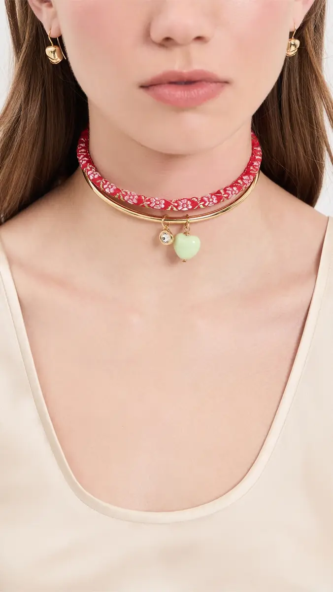 Logan Tay Red Fabric Stacked Collar Necklace | Thumbnail 3 Logan Tay Red Fabric Stacked Collar Necklace | Thumbnail 3