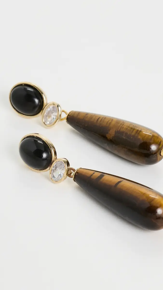 Shashi Onyx and Tiger Eye Gemstone Earrings | Thumbnail 4