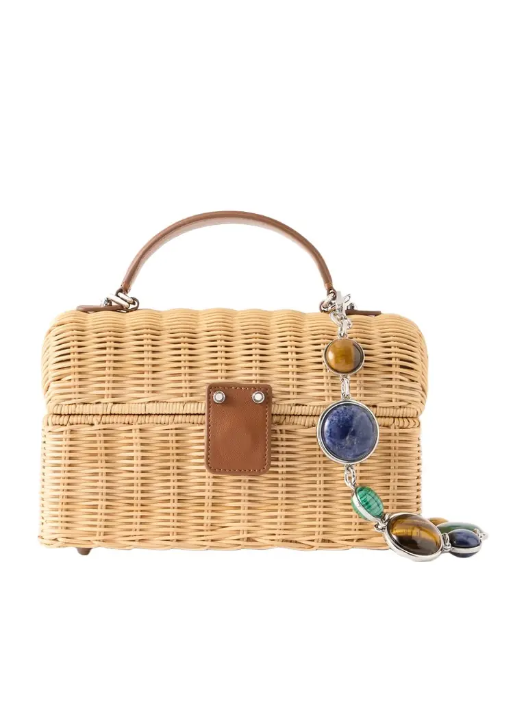 Judith Leiber Couture Isla Basket Leather-trimmed Raffia Clutch | Image 1 Judith Leiber Couture Isla Basket Leather-trimmed Raffia Clutch | Image 1