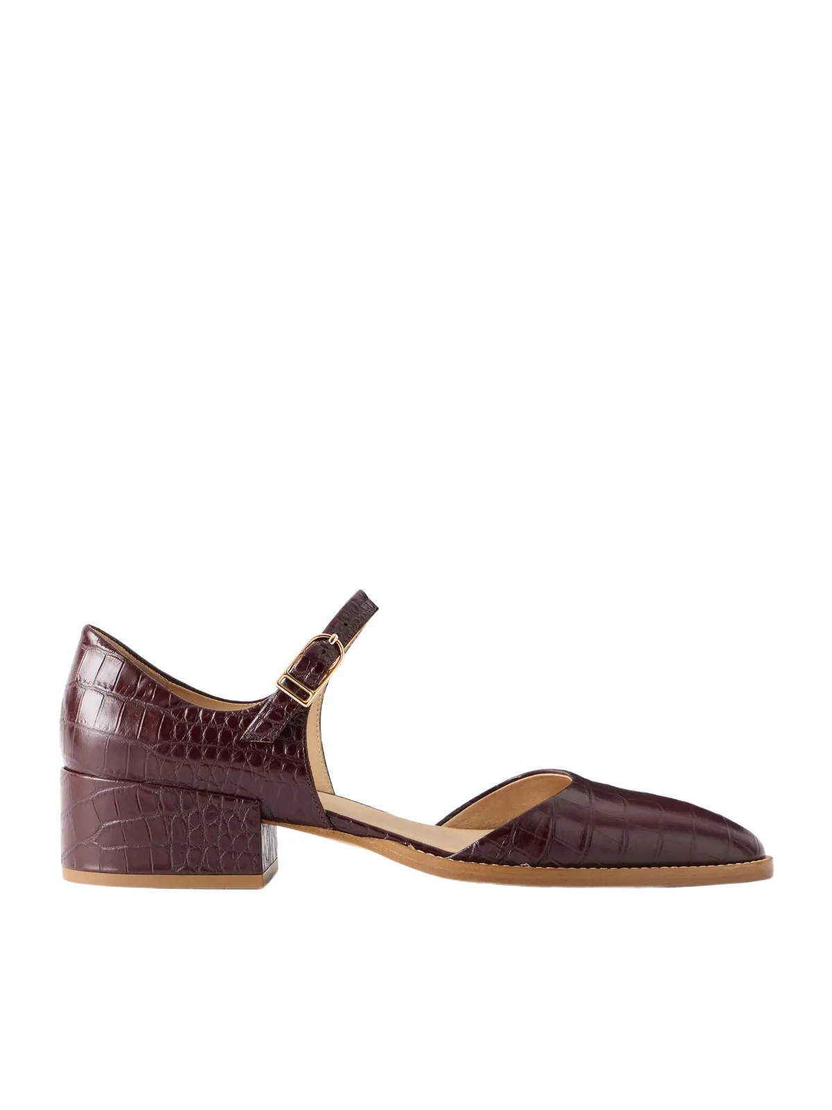 Riley 25 Croc-effect Leather Mary Jane Flats