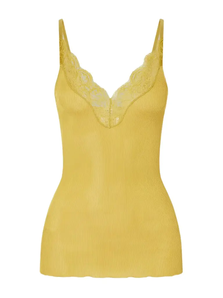 Saint Laurent Lace-trimmed Ribbed Silk-jersey Tank | Image 1 Saint Laurent Lace-trimmed Ribbed Silk-jersey Tank | Image 1