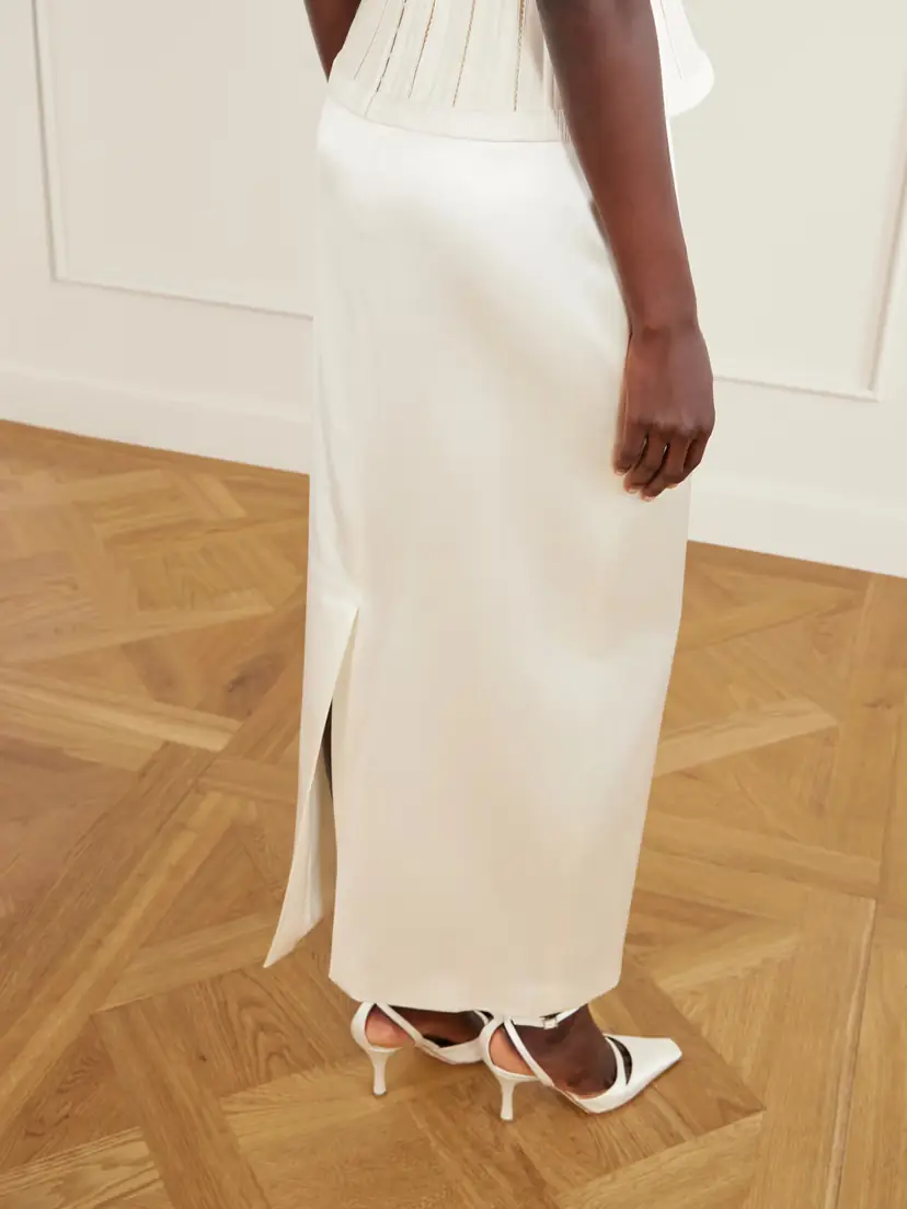 Danielle Frankel Tristan Silk And Wool-blend Satin Maxi Skirt | Thumbnail 6