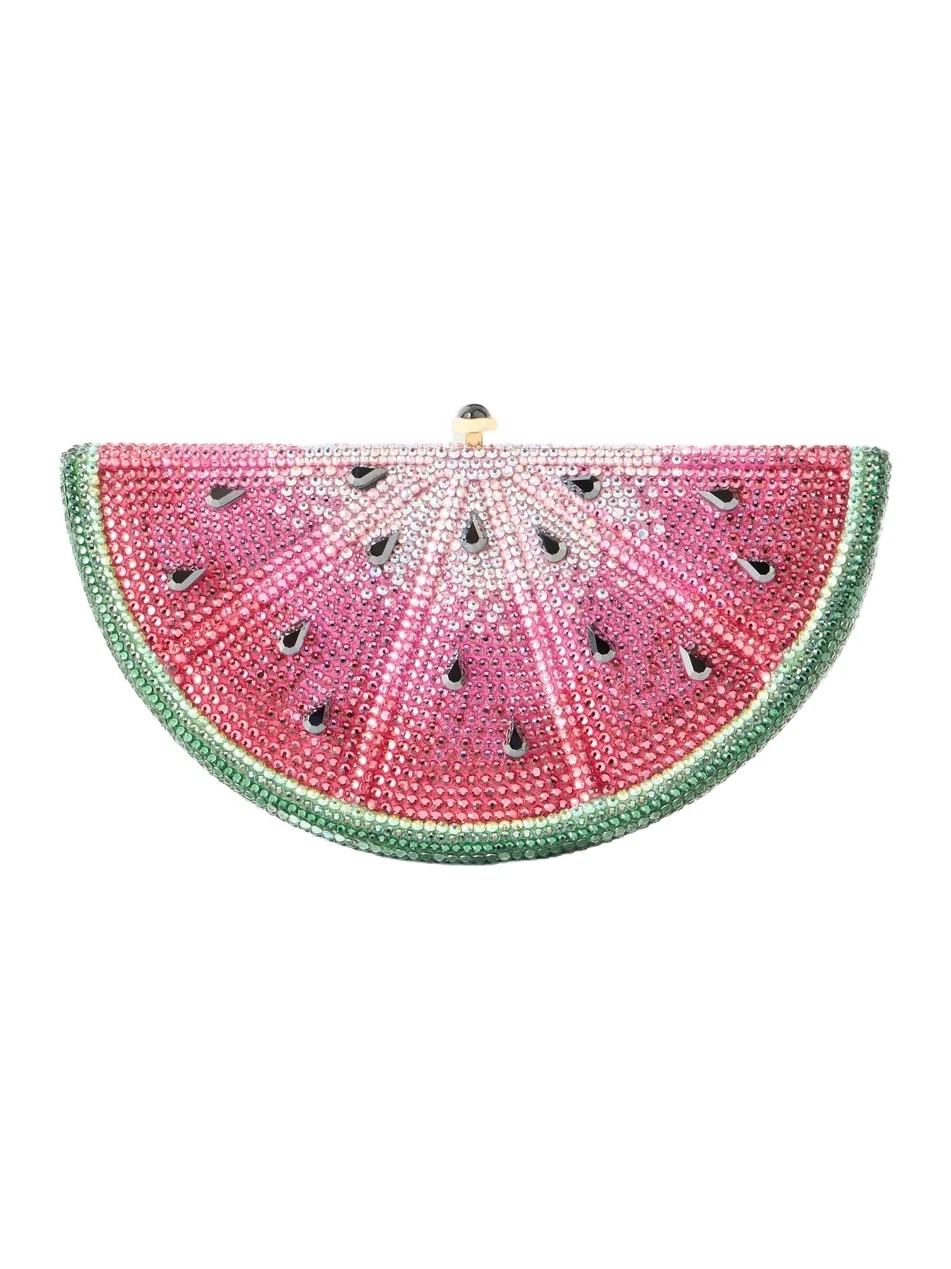 Watermelon Slice Crystal-embellished Gold-tone Clutch Watermelon Slice Crystal-embellished Gold-tone Clutch