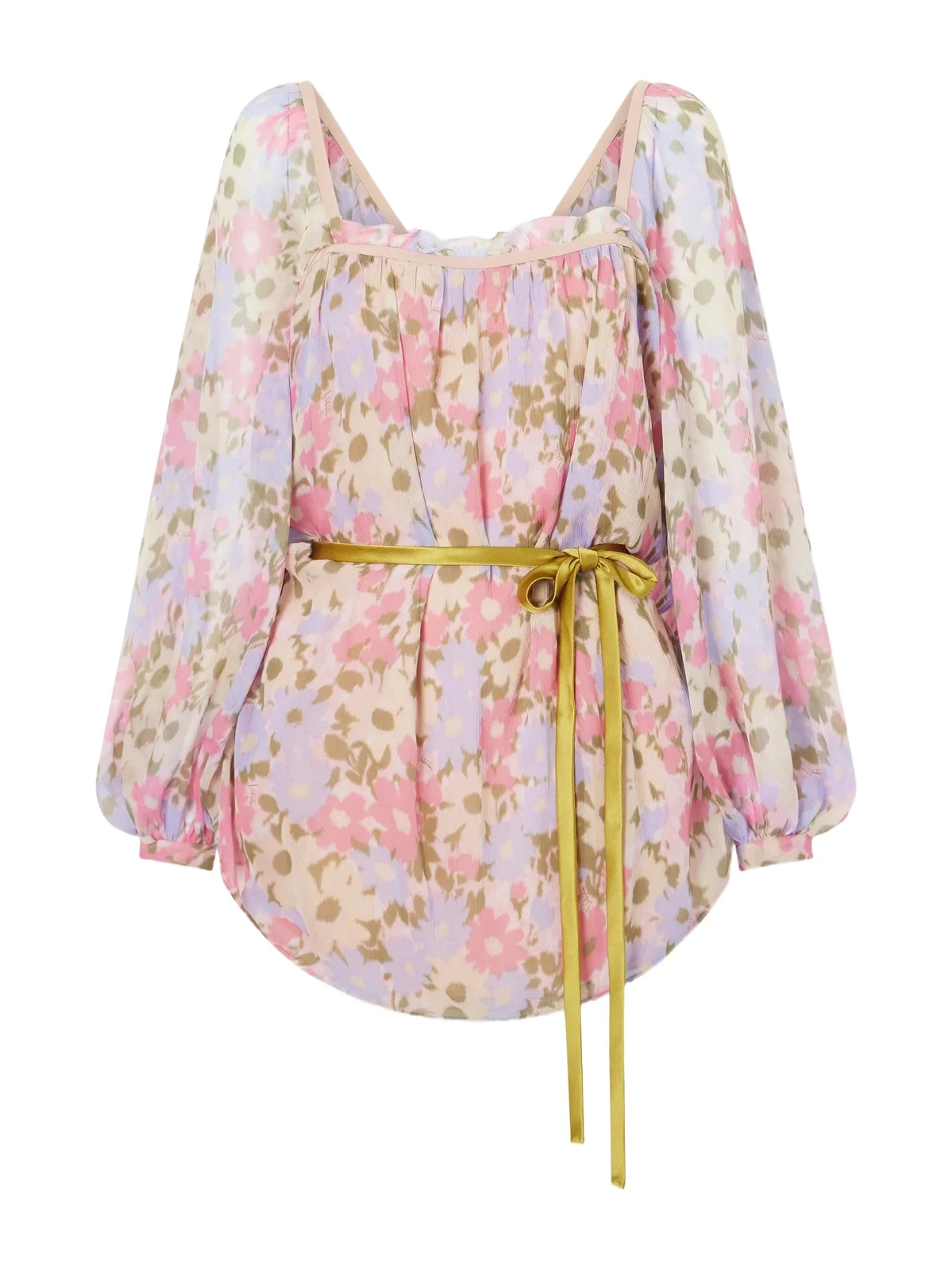 Belted Floral-print Silk-georgette Blouse Belted Floral-print Silk-georgette Blouse