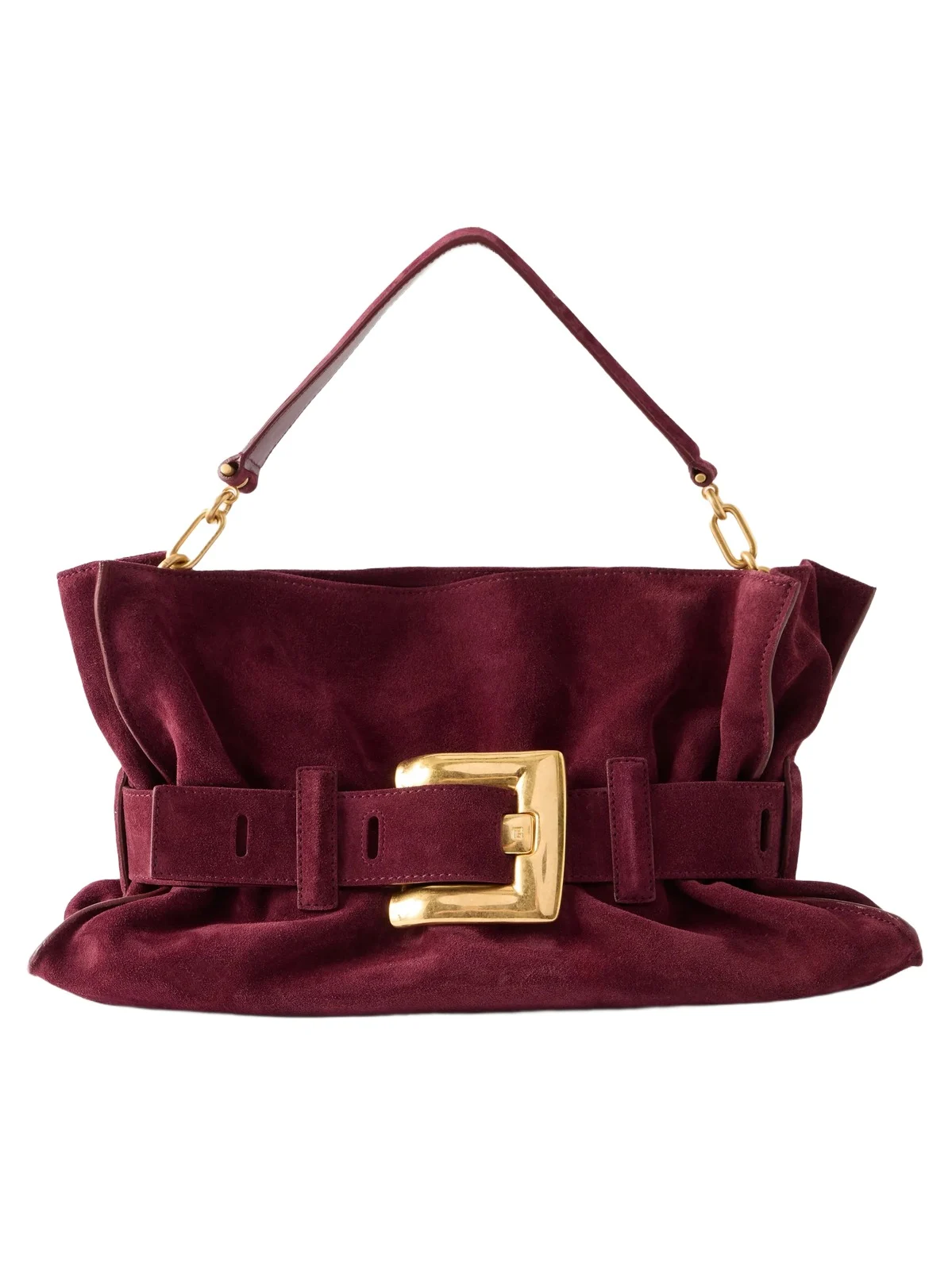 Anthem Buckled Suede Shoulder Bag