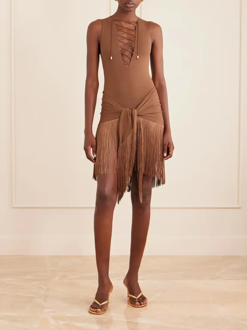 Taller Marmo Sahara Tie-detailed Stretch-jersey One-piece | Thumbnail 2 Taller Marmo Sahara Tie-detailed Stretch-jersey One-piece | Thumbnail 2