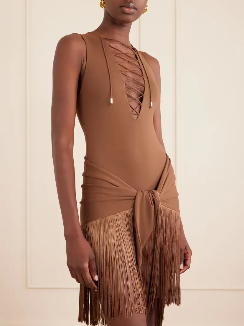 Taller Marmo Sahara Tie-detailed Stretch-jersey One-piece | Thumbnail 4 Taller Marmo Sahara Tie-detailed Stretch-jersey One-piece | Thumbnail 4
