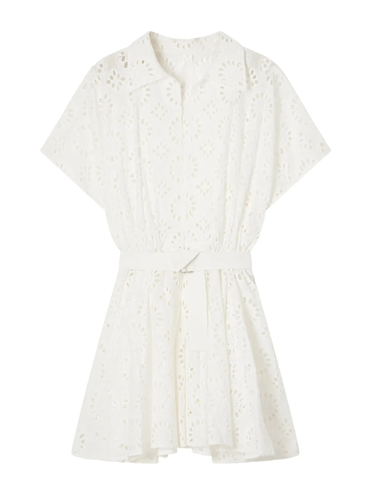 Belted Broderie Anglaise Cotton Mini Dress