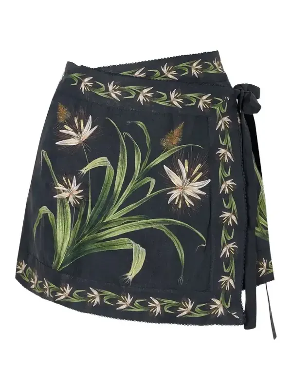 Luna Azucar Floral-print Self-tie Linen Pareo