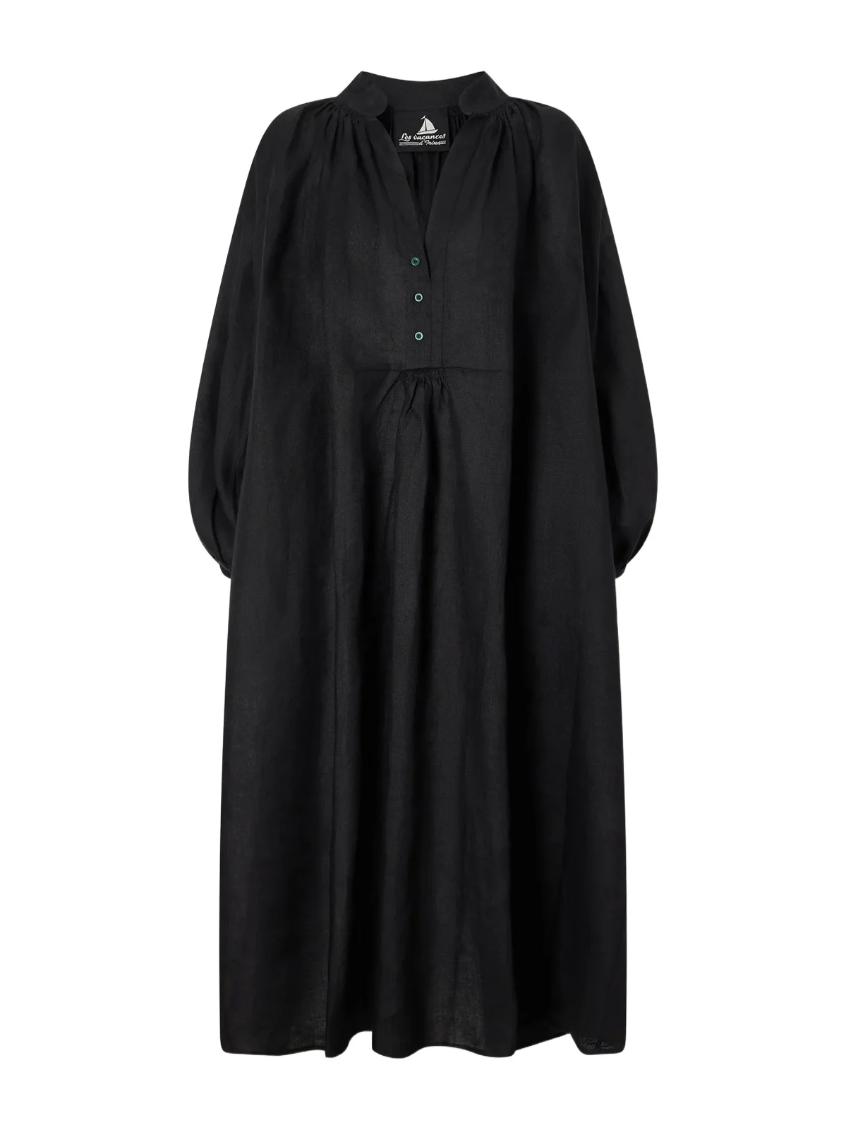 Les Vacances D’Irina Black Sea Linen Maxi Dress