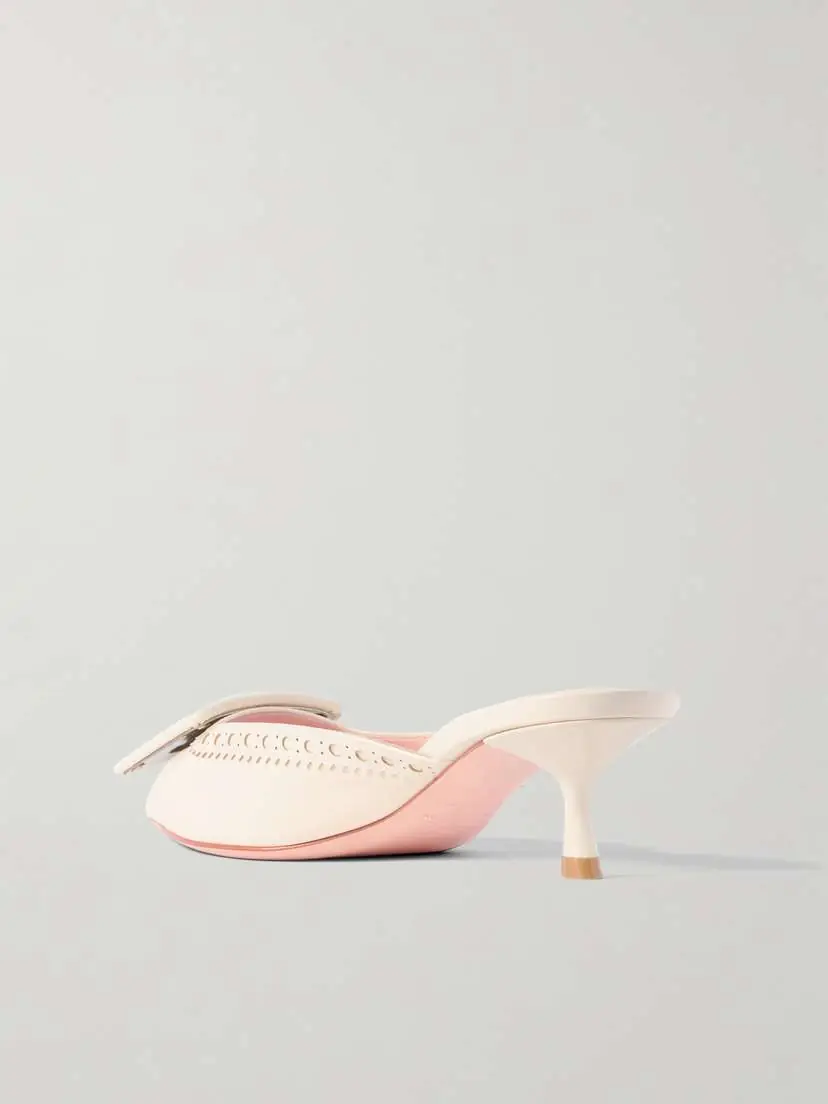 Roger Vivier Viv In The City 45 Buckled Perforated Leather Mules | Thumbnail 3