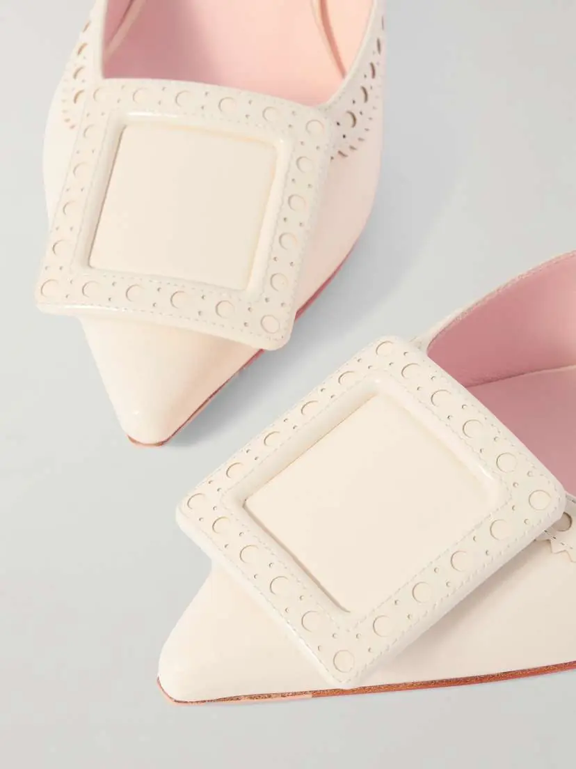 Roger Vivier Viv In The City 45 Buckled Perforated Leather Mules | Thumbnail 4