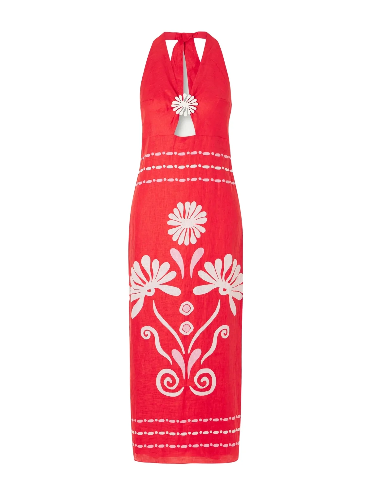 Orly Embellished Cutout Printed Linen Maxi Dress Orly Embellished Cutout Printed Linen Maxi Dress