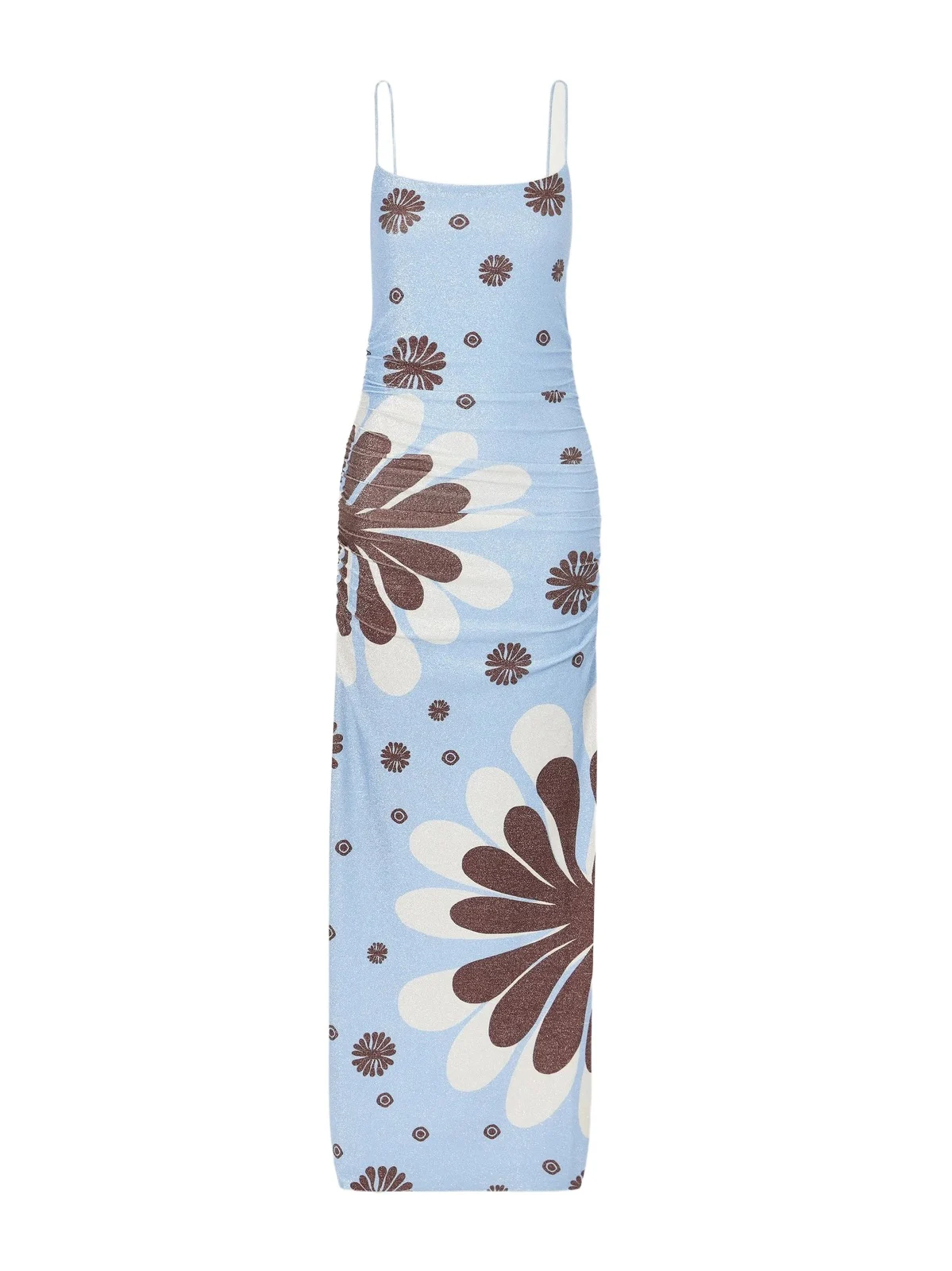 Kim Ruched Printed Metallic Jersey Maxi Dress Kim Ruched Printed Metallic Jersey Maxi Dress