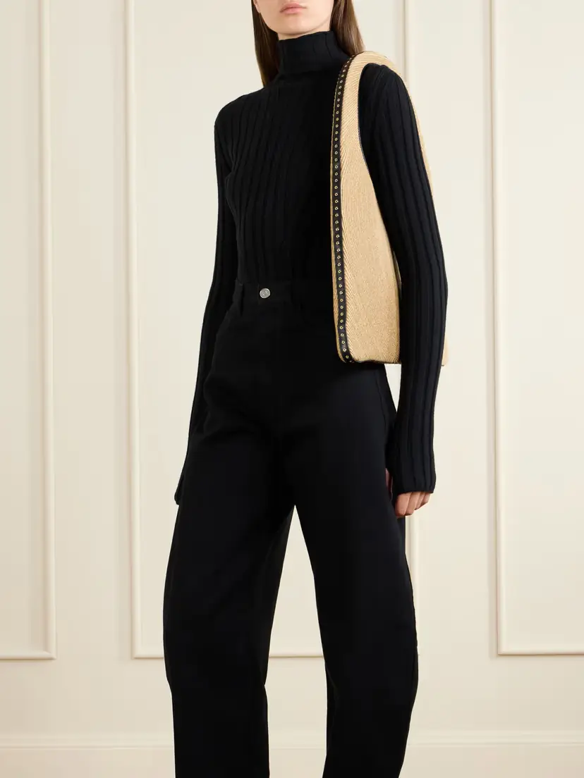 Alaïa Leather-trimmed Paper Straw Shoulder Bag | Thumbnail 3 Alaïa Leather-trimmed Paper Straw Shoulder Bag | Thumbnail 3