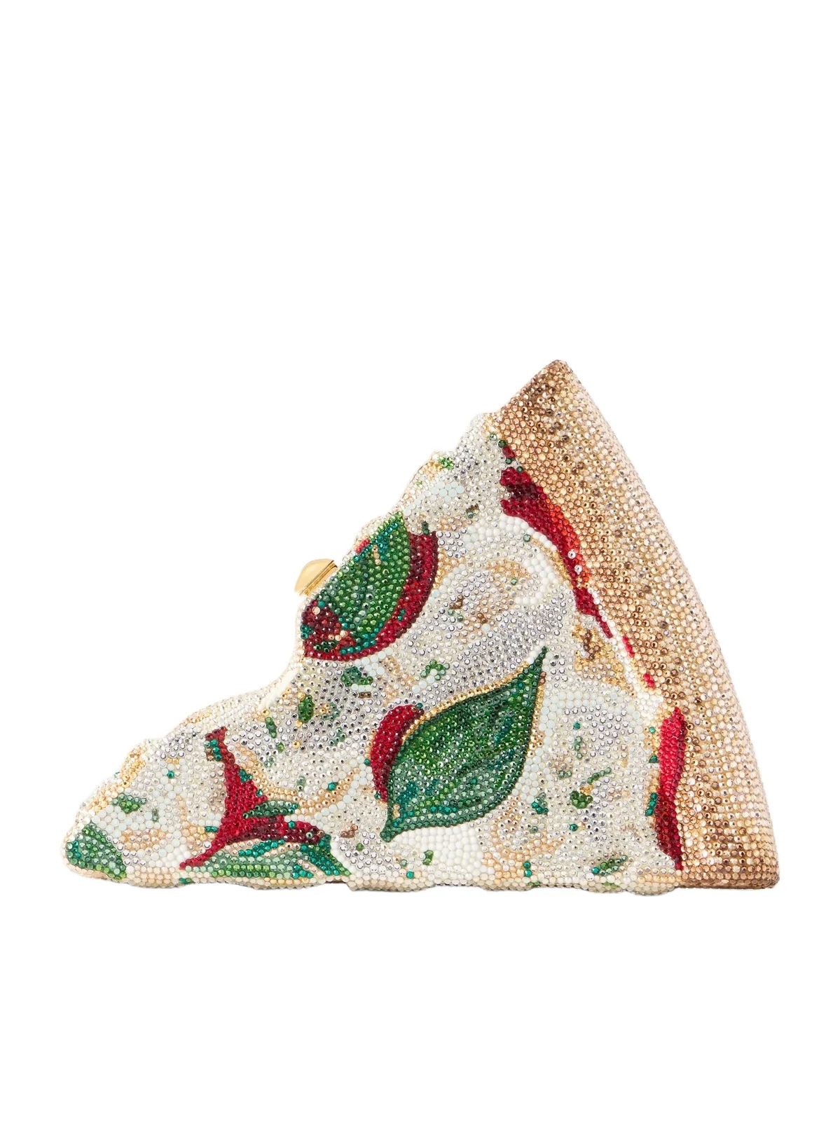 Pizza Crystal-embellished Gold-tone Clutch Pizza Crystal-embellished Gold-tone Clutch