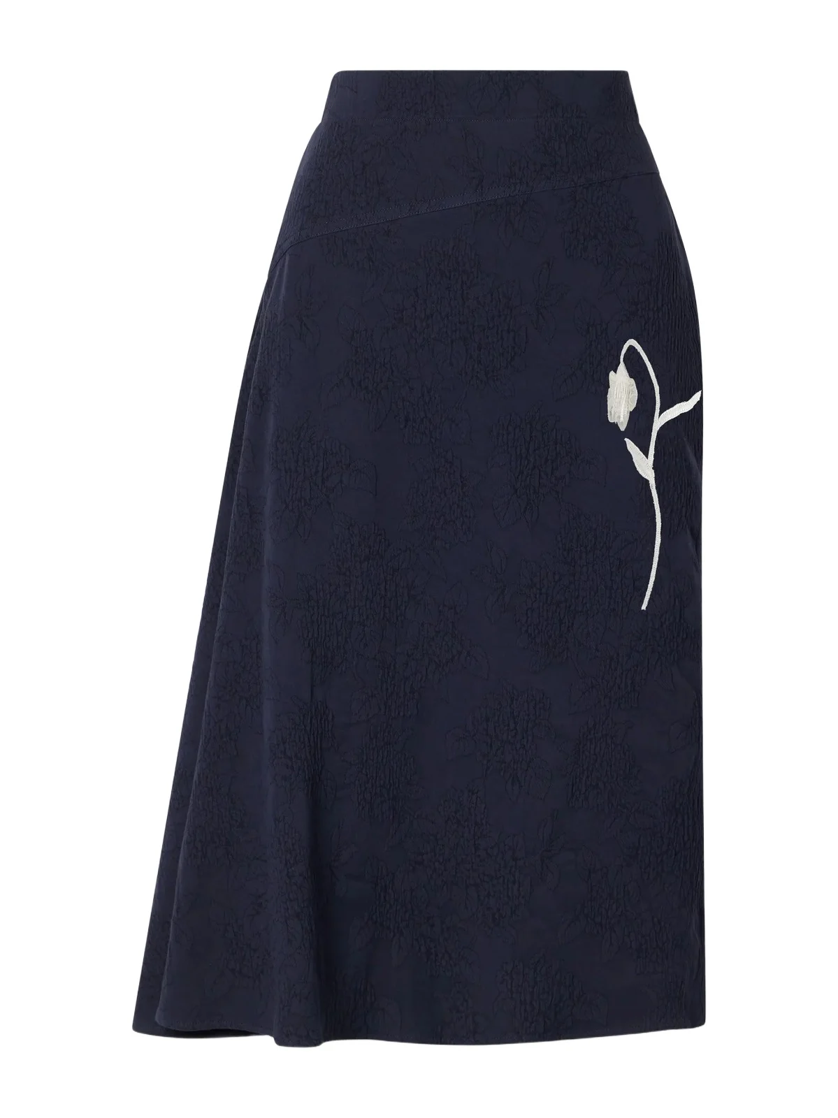 Asymmetric Floral-jacquard Cotton-blend Midi Skirt Asymmetric Floral-jacquard Cotton-blend Midi Skirt