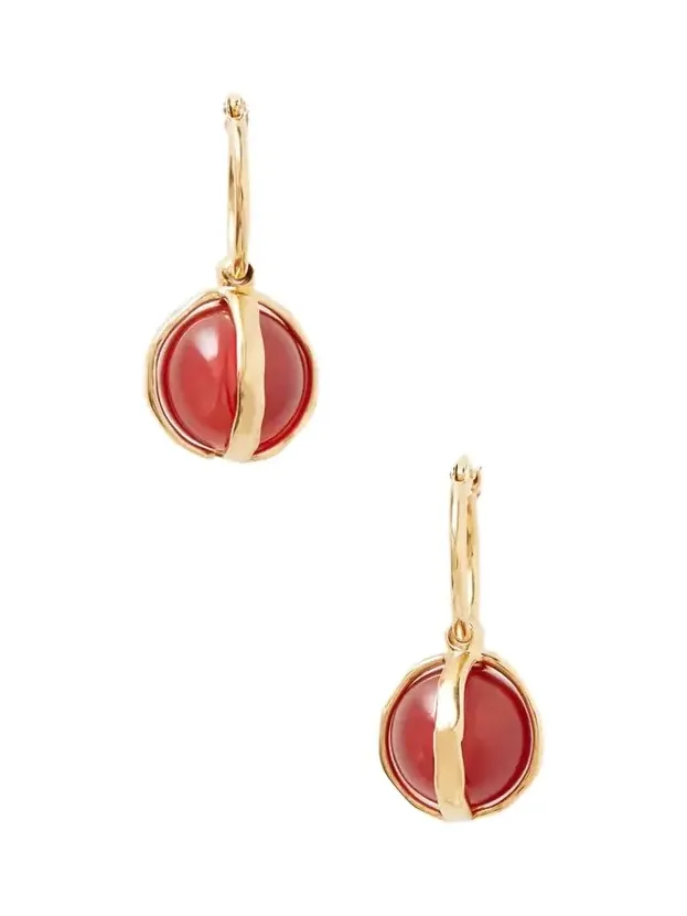 Jil Sander Beaded Gold-tone Agate Earrings