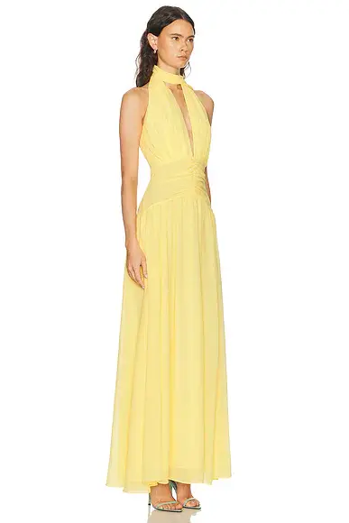 NICHOLAS Arella Deep Plunge Halter Maxi Dress | Thumbnail 2