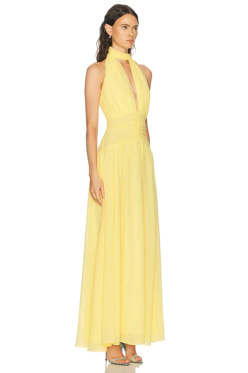 NICHOLAS Arella Deep Plunge Halter Maxi Dress | Thumbnail 5