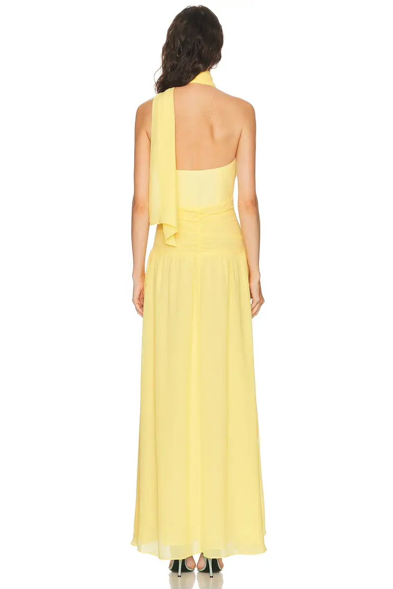 NICHOLAS Arella Deep Plunge Halter Maxi Dress | Thumbnail 6