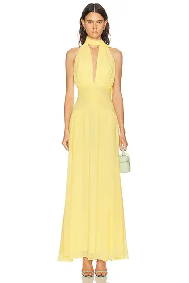 NICHOLAS Arella Deep Plunge Halter Maxi Dress | Image 1 NICHOLAS Arella Deep Plunge Halter Maxi Dress | Image 1
