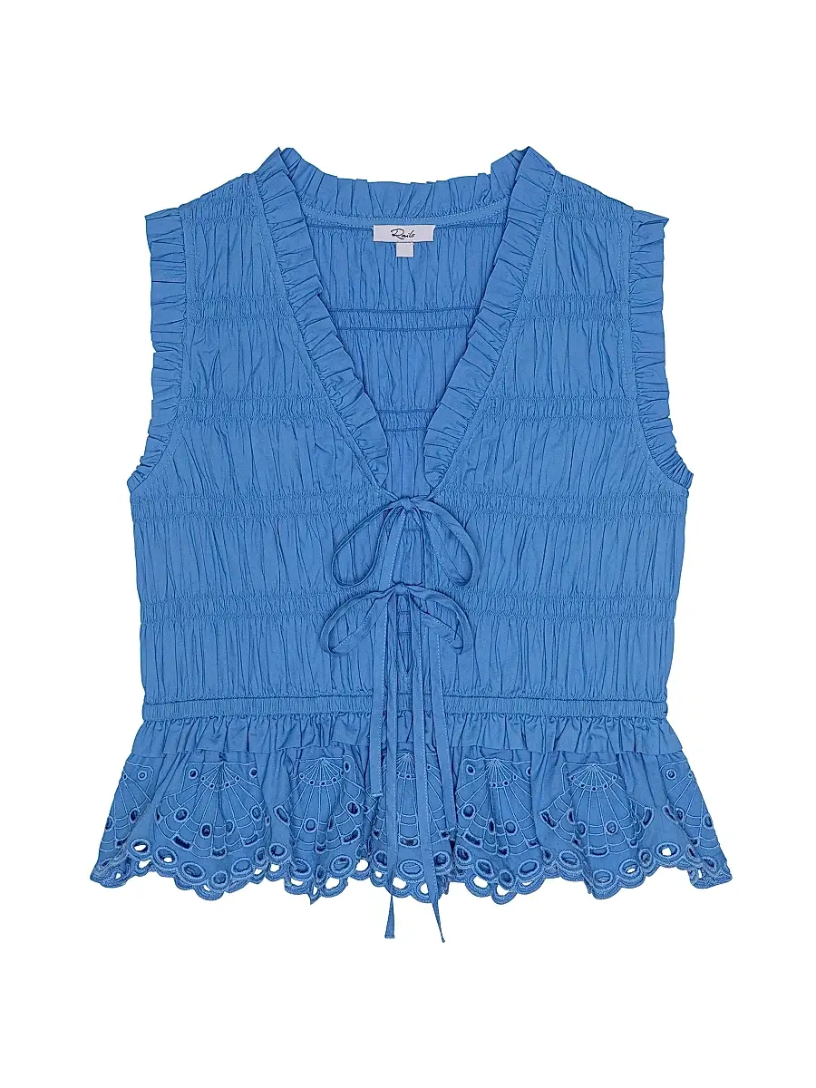 RAILS Women's Martine Ruffle Peplum Top - Harbor Blue - Size XL | Image 1 RAILS Women's Martine Ruffle Peplum Top - Harbor Blue - Size XL | Image 1