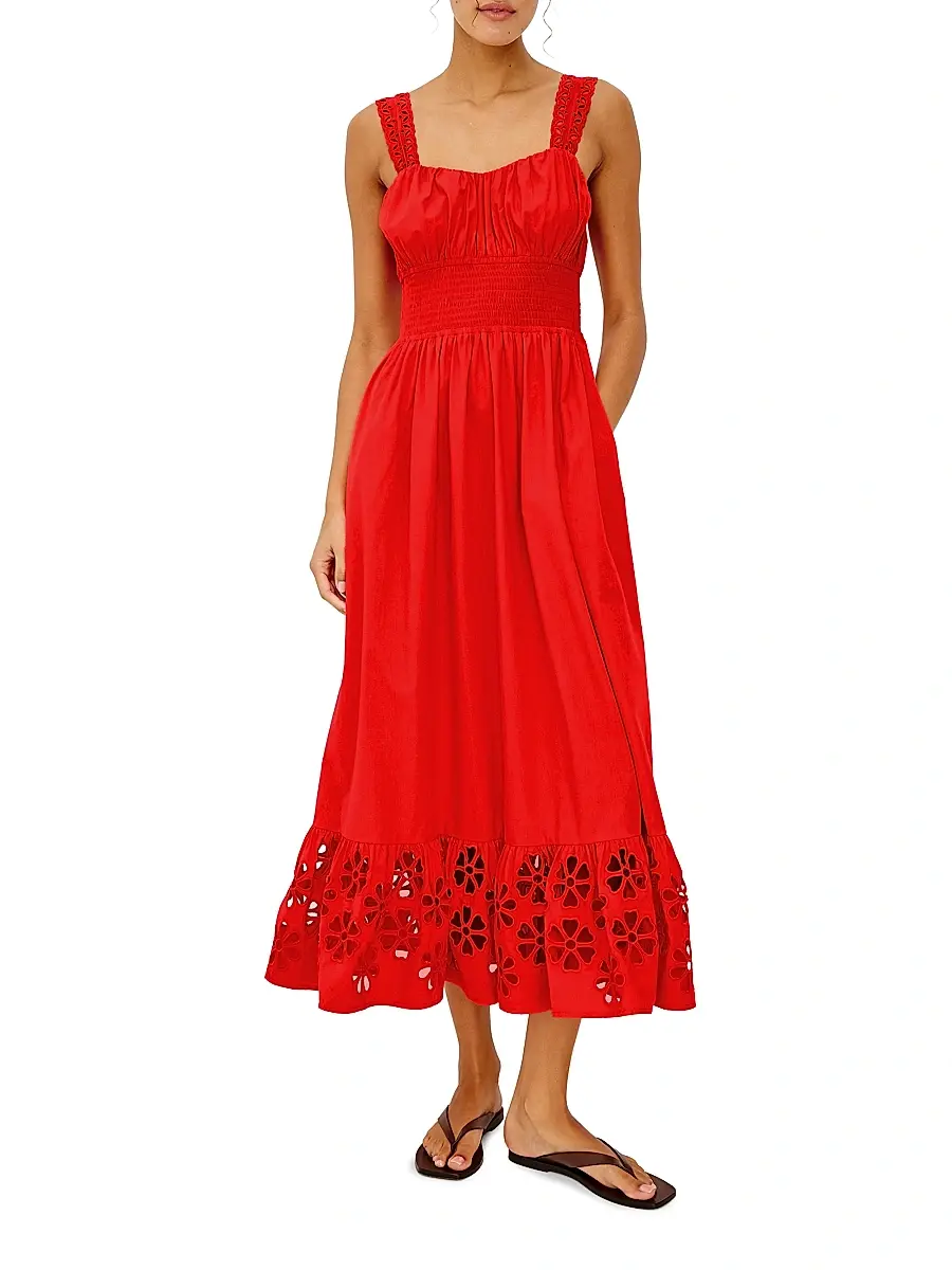 RAILS Women's Moira Embroidered Shirred Midi-Dress | Thumbnail 2 RAILS Women's Moira Embroidered Shirred Midi-Dress | Thumbnail 2