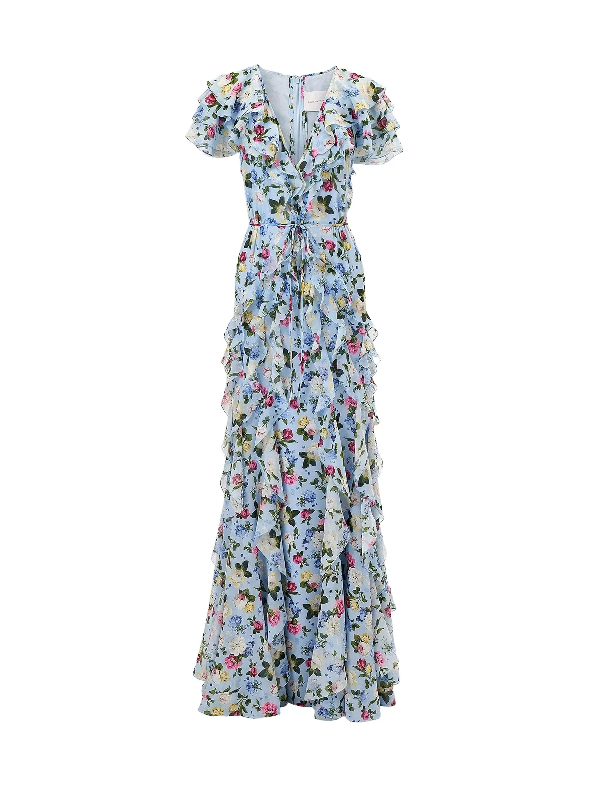 Carolina Herrera Women's Cabana Ruffled V-Neck Short-Sleeve Maxi Dress