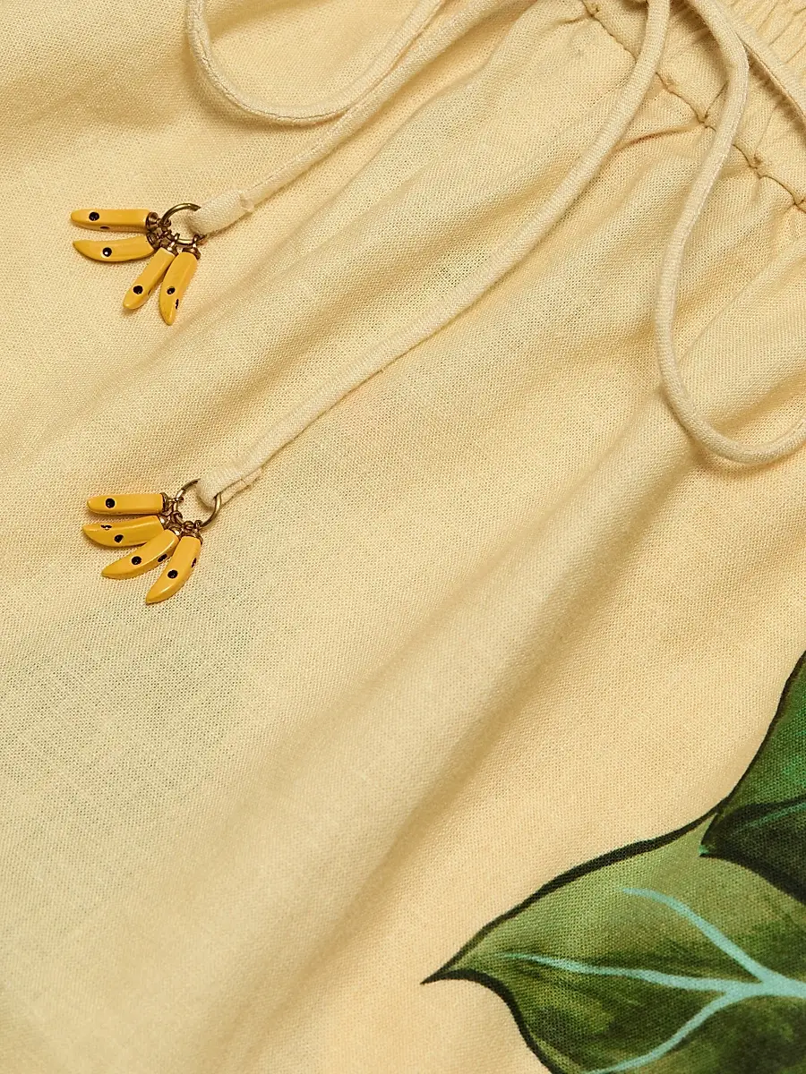 Farm Rio Women's Printed Linen Drawstring Shorts | Thumbnail 7