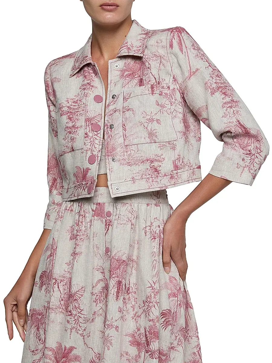 L'Agence Women's Eda Toile Linen Crop Jacket | Thumbnail 3 L'Agence Women's Eda Toile Linen Crop Jacket | Thumbnail 3