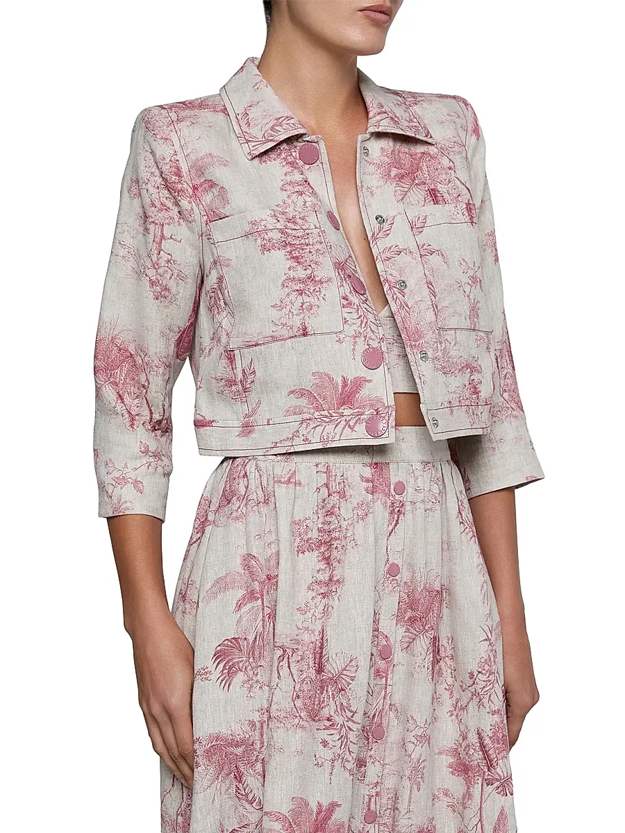 L'Agence Women's Eda Toile Linen Crop Jacket | Thumbnail 4 L'Agence Women's Eda Toile Linen Crop Jacket | Thumbnail 4