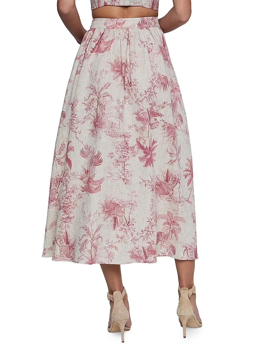 L'Agence Women's Seina Floral Linen Midi-Skirt | Thumbnail 5 L'Agence Women's Seina Floral Linen Midi-Skirt | Thumbnail 5