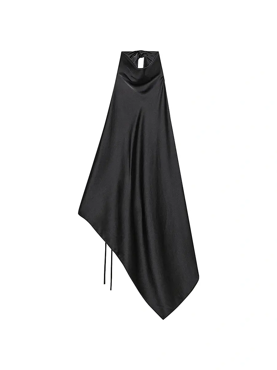 Helmut Lang Women's Silk Charmeuse Tie Scarf Top - Black - Size Large | Image 1 Helmut Lang Women's Silk Charmeuse Tie Scarf Top - Black - Size Large | Image 1