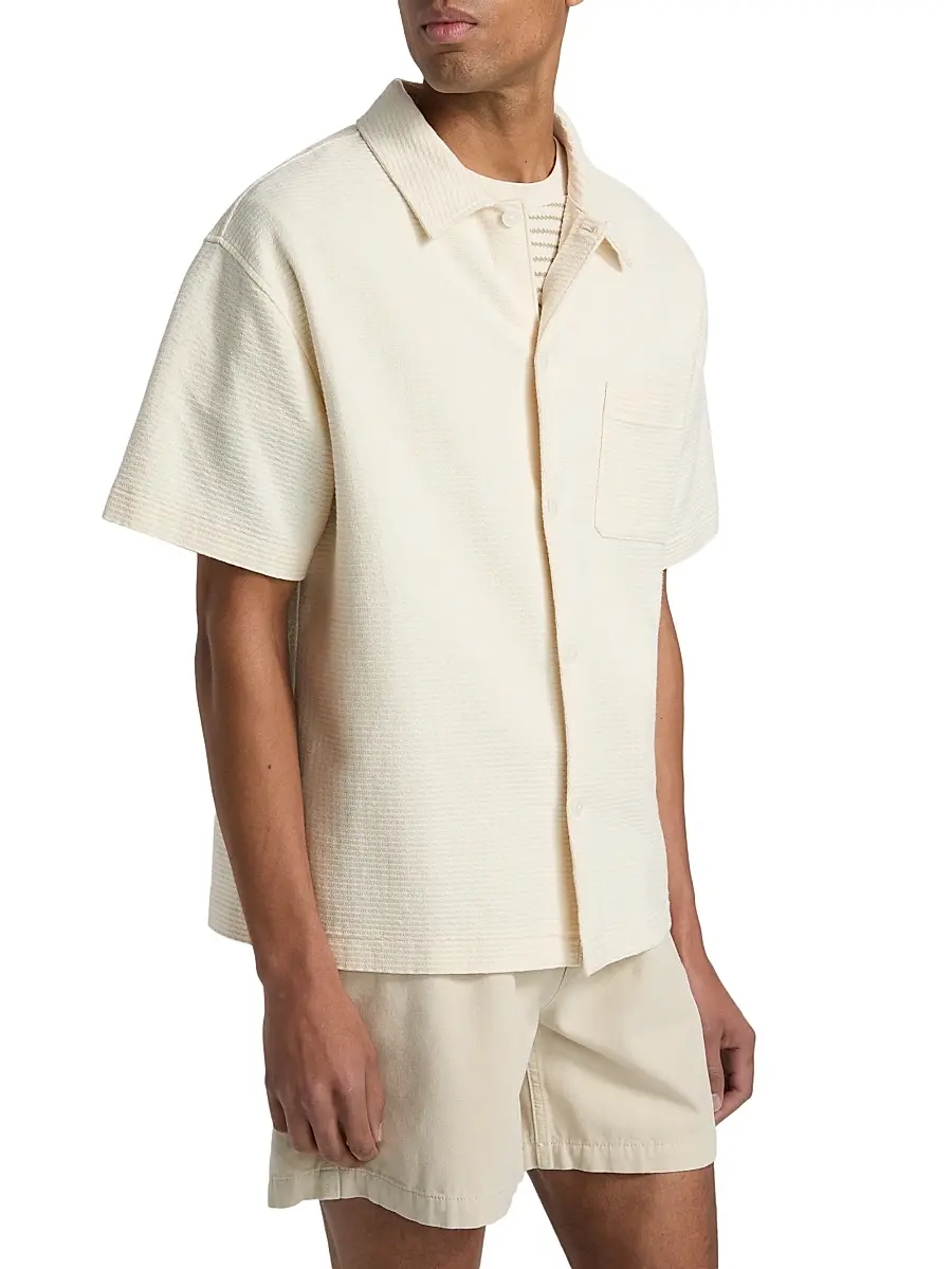 Frame Men's Jacquard Cotton Short-Sleeve Shirt | Thumbnail 4 Frame Men's Jacquard Cotton Short-Sleeve Shirt | Thumbnail 4