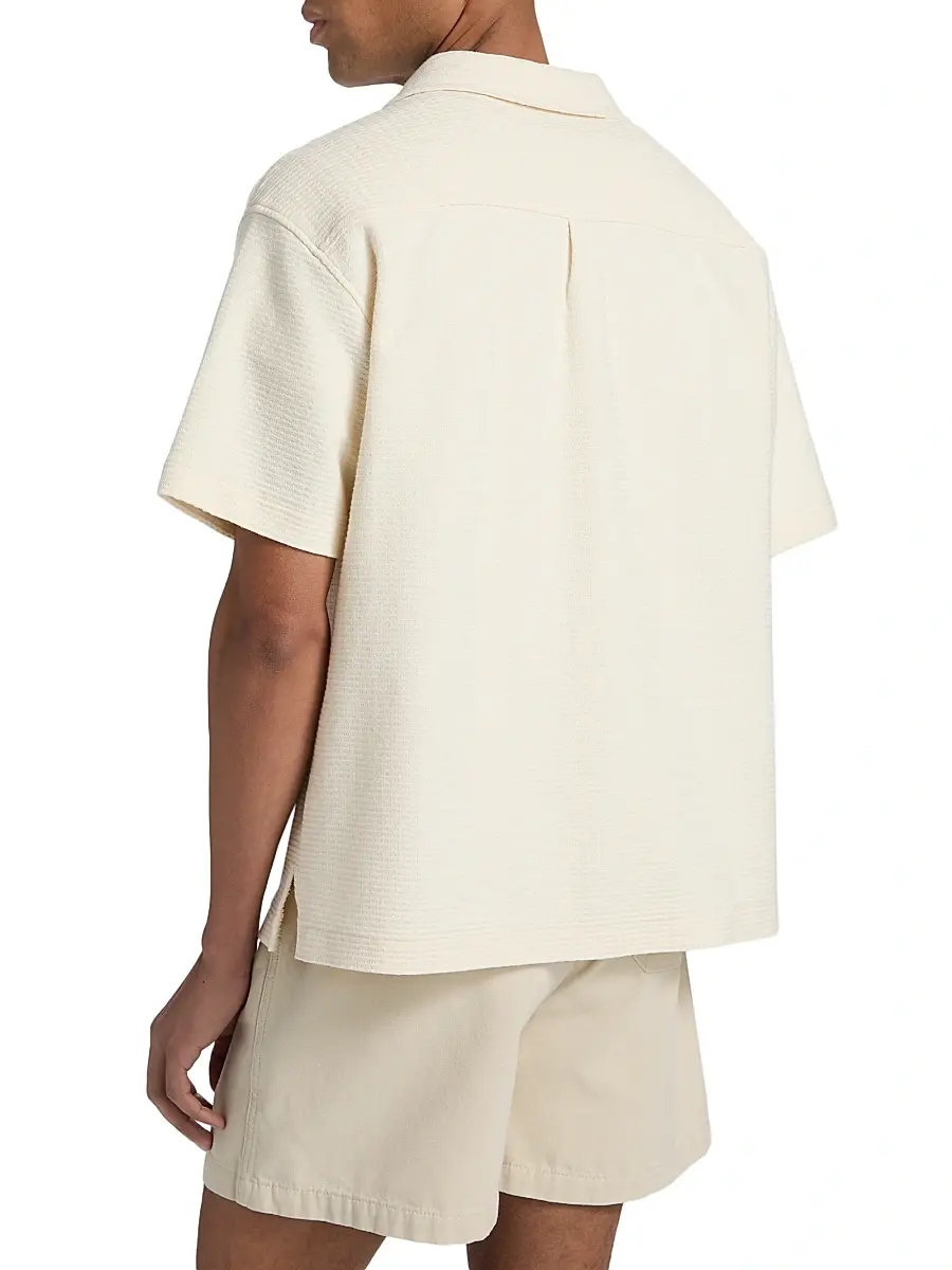 Frame Men's Jacquard Cotton Short-Sleeve Shirt | Thumbnail 5 Frame Men's Jacquard Cotton Short-Sleeve Shirt | Thumbnail 5