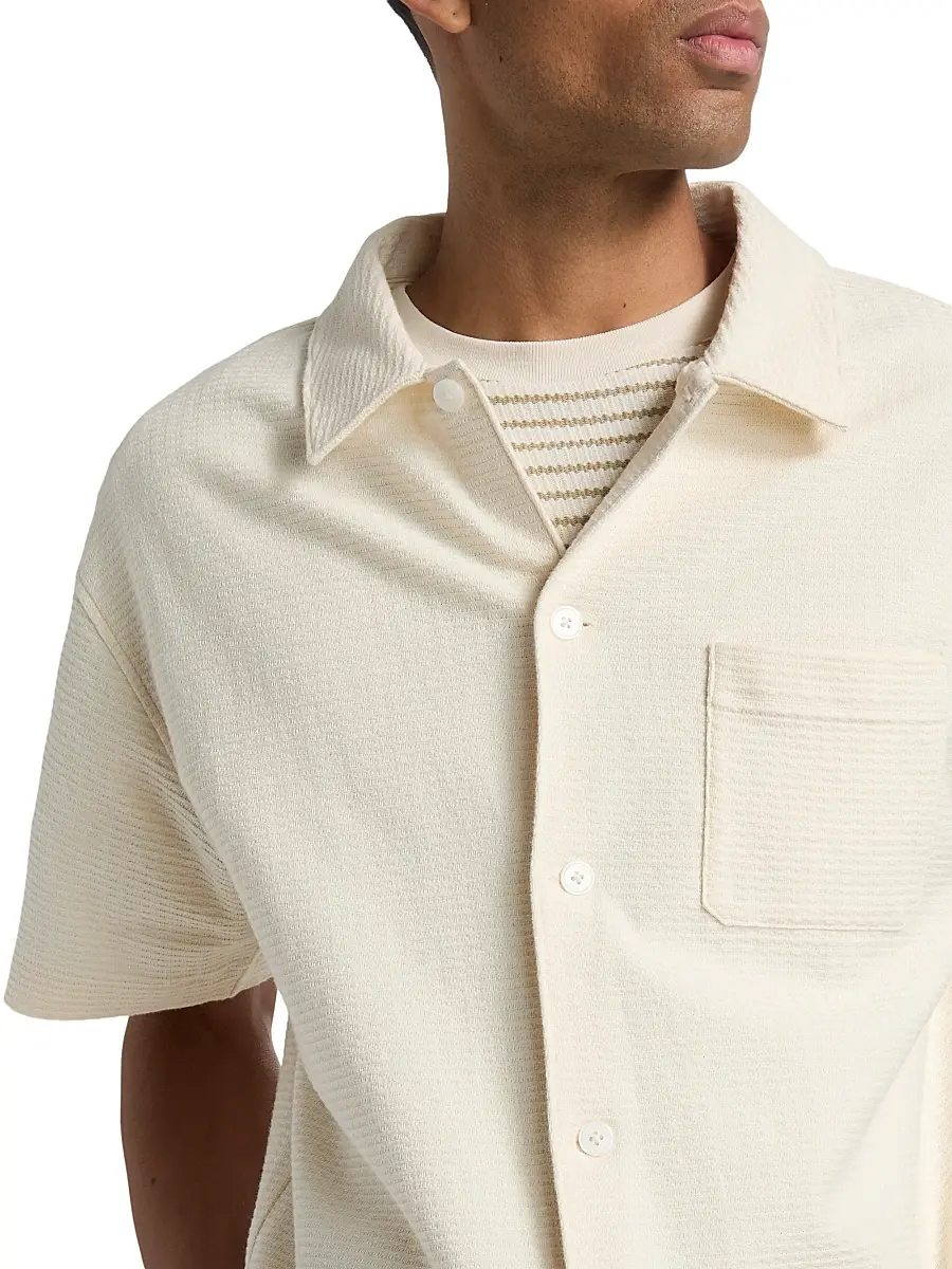 Frame Men's Jacquard Cotton Short-Sleeve Shirt | Thumbnail 6 Frame Men's Jacquard Cotton Short-Sleeve Shirt | Thumbnail 6