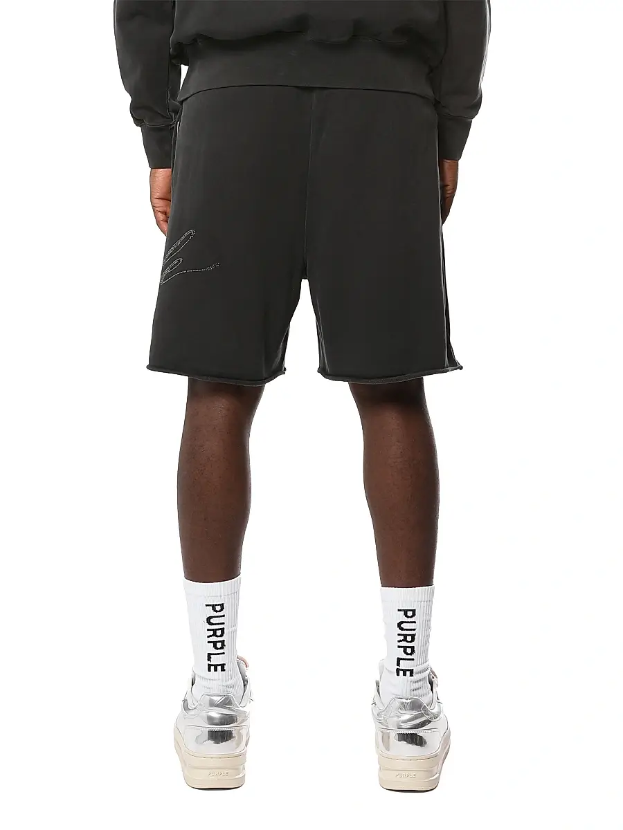 Purple Brand Men's Logo Fleece Raw-Edge Shorts | Thumbnail 2 Purple Brand Men's Logo Fleece Raw-Edge Shorts | Thumbnail 2