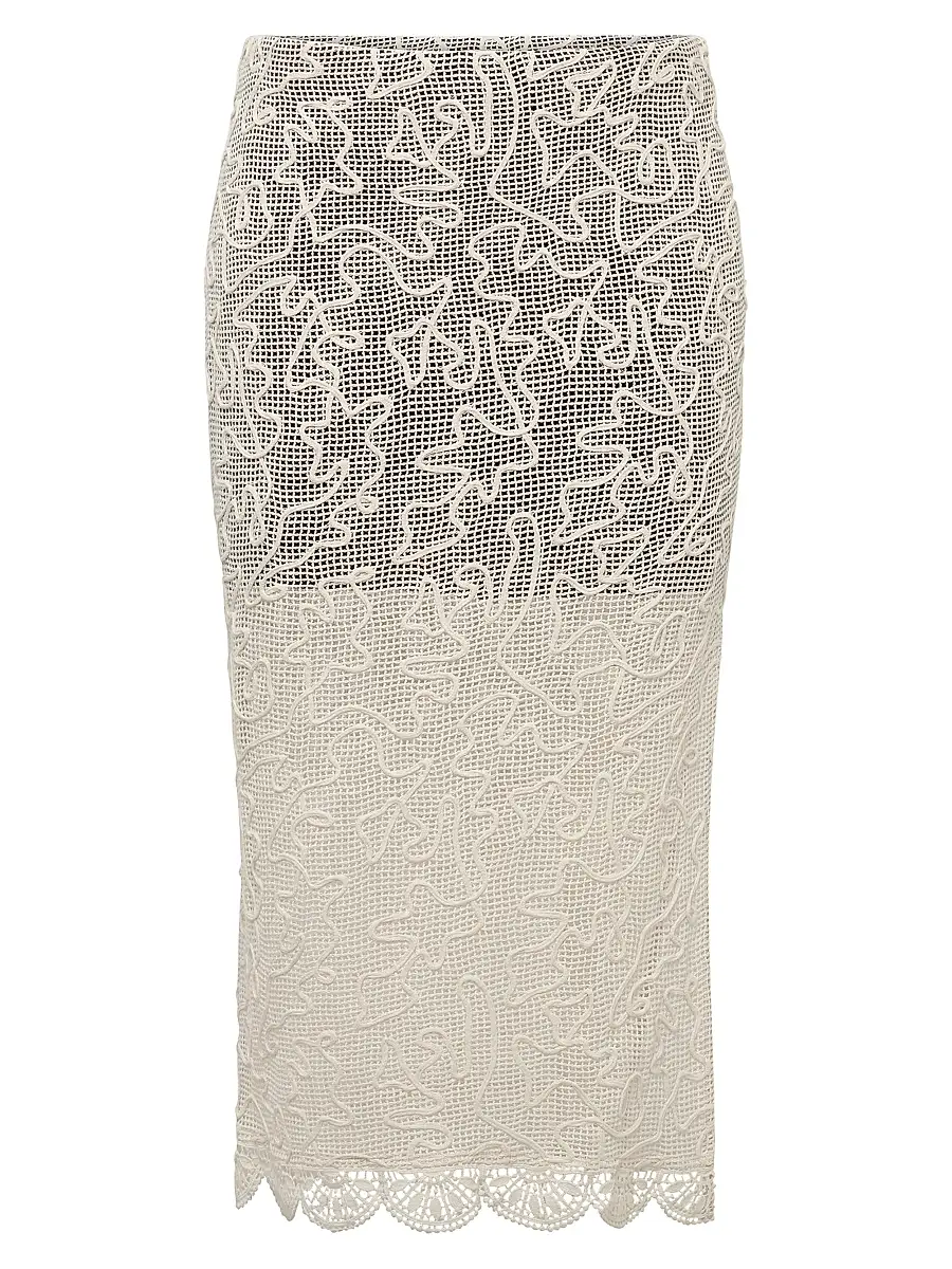 Et Ochs Women's Willis Embroidered Cotton Mesh Midi-Skirt - Ivory Black - Size 12 | Image 1 Et Ochs Women's Willis Embroidered Cotton Mesh Midi-Skirt - Ivory Black - Size 12 | Image 1