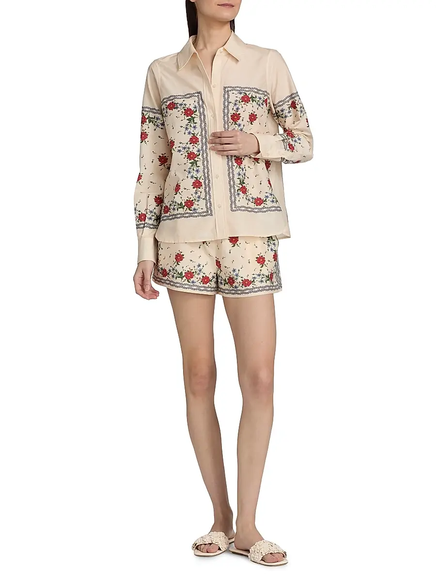 Cami NYC Women's Rafella Printed Cotton-Silk Button-Front Blouse | Thumbnail 2
