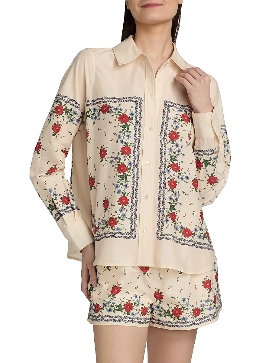 Cami NYC Women's Rafella Printed Cotton-Silk Button-Front Blouse | Thumbnail 3