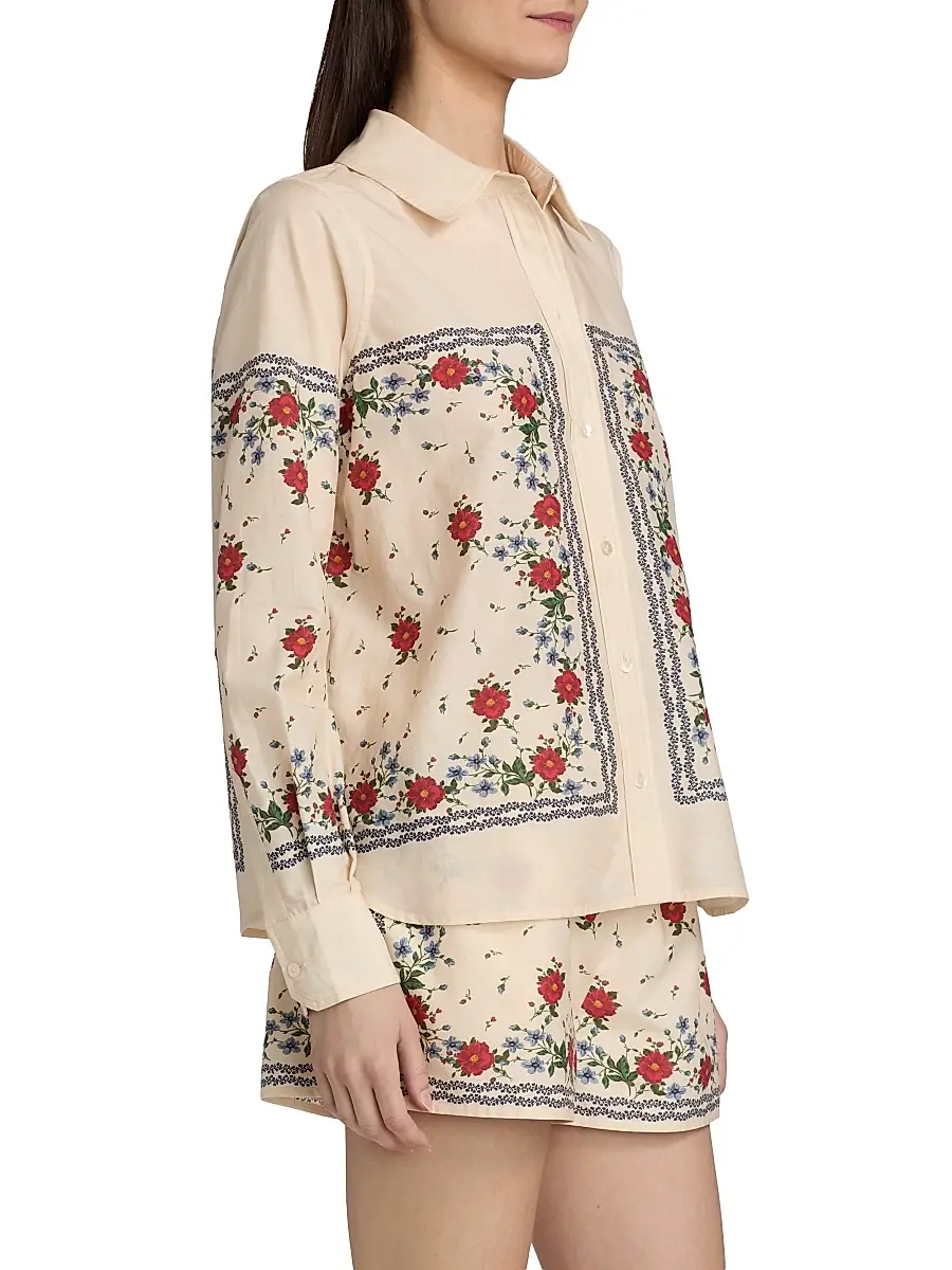 Cami NYC Women's Rafella Printed Cotton-Silk Button-Front Blouse | Thumbnail 4