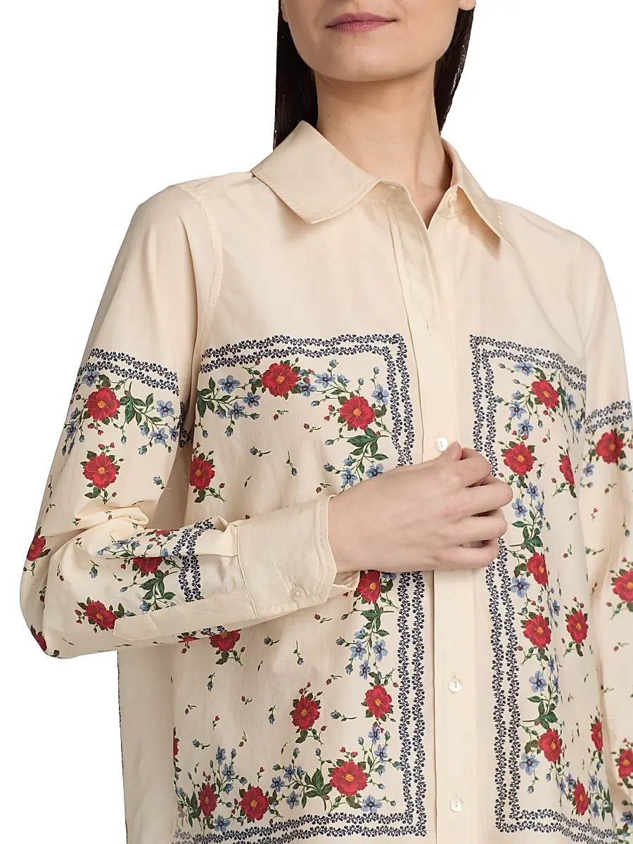 Cami NYC Women's Rafella Printed Cotton-Silk Button-Front Blouse | Thumbnail 6